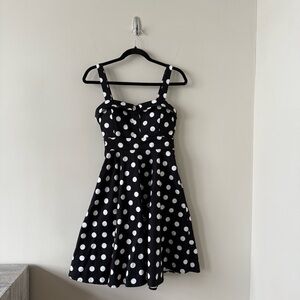 Ixia-Polka Dot Black and White Fit & Flare Midi Summer Dress